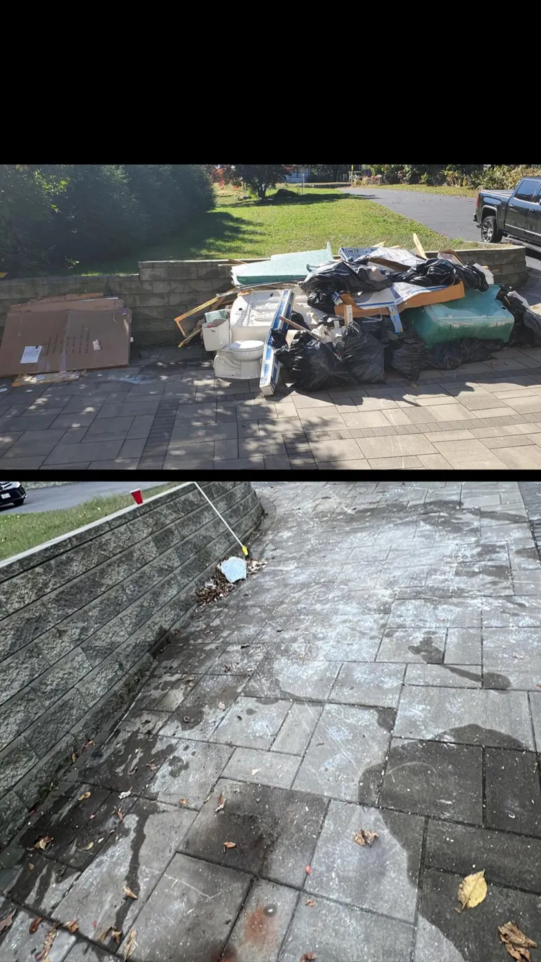 Outdoor junk removal — before and after
