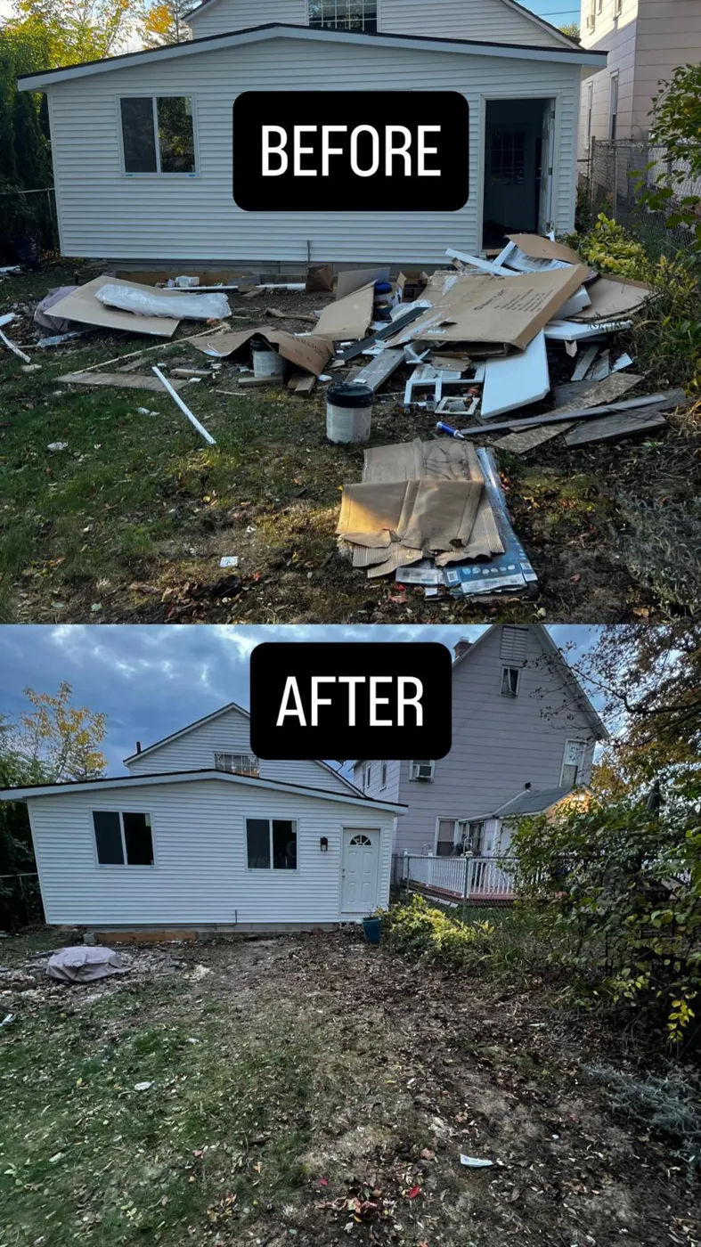 Exterior debris removal — before and after